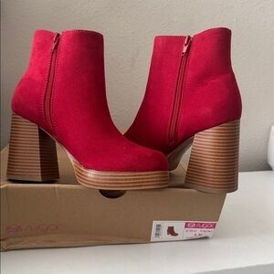Sugar Vibrant Red Ankle Boots